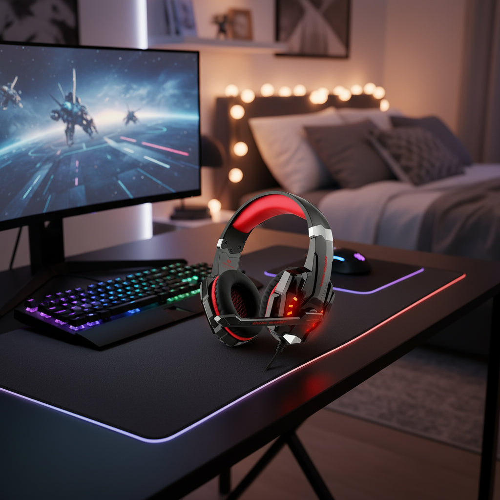 NNETM 立體聲遊戲耳機，附麥克風，適用於 PS4、PS5 和 Xbox